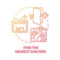 Find nearest shelters red gradient concept icon