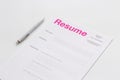 Find new job. Resume application form ready to be reviewed Royalty Free Stock Photo