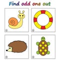 Find odd one out - game for kids. Worksheet.