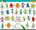Find one of a kind game with aliens characters Royalty Free Stock Photo