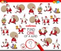 Find one of a kind game with Santa Claus characters Royalty Free Stock Photo