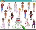 Find one of a kind task with cartoon women Royalty Free Stock Photo