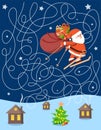 Find out where Santa will leave a present. Maze educational game Royalty Free Stock Photo