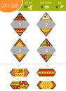 Find the right part. Cut and glue game for children. Rhombus Royalty Free Stock Photo