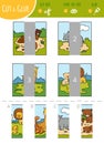 Find the right part, cut and glue game for children. Set of cartoon animals Royalty Free Stock Photo