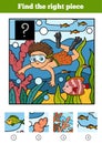 Find the right piece, game for children. A boy swims in the sea
