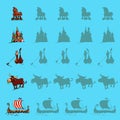 Find the right shadow visual games. Five games Set. Solution in