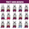 Find the same pictures children educational game. Animals theme