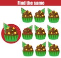 Find the same pictures children educational game. Christmas , New Year theme