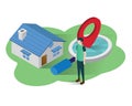 Find search home isometric icons concept,real estate illustration vector, home isometric