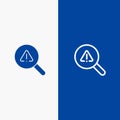 Find, Search, View, Error Line and Glyph Solid icon Blue banner Line and Glyph Solid icon Blue banner Royalty Free Stock Photo