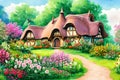 A Pathway to Serenity: A Springtime Stroll to a Charming Hobbit House in the Countryside with Generative AI