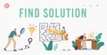 Find Solution, Challenge and Problem Solving Landing Page Template. Characters Finding Idea and Answer in Labyrinth