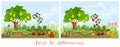 Find ten differences visual pictures. A game for children