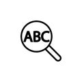 Find text, abc, magnifier icon. Can be used for web, logo, mobile app, UI, UX