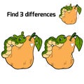 Find three differences (pear and caterpillar)