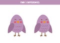 Find three differences between two cute birds.