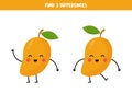 Find three differences between two cute mangos.