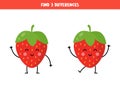 Find three differences between two cute strawberries.