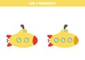 Find three differences between two cartoon submarines. Royalty Free Stock Photo