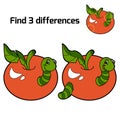 Find three differences (worm and apple)