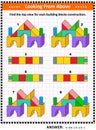 Find top view visual math puzzle with building blocks