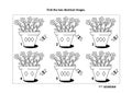 Find the two identical pictures with potted flowers visual puzzle and coloring page