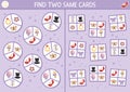 Find two same cards with wedding objects. Marriage ceremony matching activity for children. Educational quiz worksheet for kids
