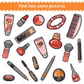 Find two same pictures. Beauty vector color set