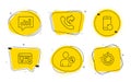 Reject web, Recovery phone and Share call icons set. Find user, Analytical chat and Seo timer signs. Vector