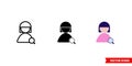 Find user female skin icon of 3 types color, black and white, outline. Isolated vector sign symbol