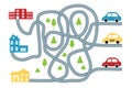 Find the way game for children with cars