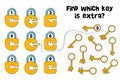 Find which key is extra. Educational game for children