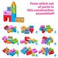 Find which set of parts is this construction assembled. Task for Attentiveness Royalty Free Stock Photo