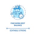 Find work rest balance turquoise concept icon