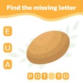 Find and write the missing letter. Worksheet for education. Mini-game for children Royalty Free Stock Photo