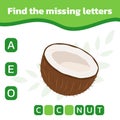 Find and write the missing letter. Worksheet for education. Mini-game for children. Vector illustration Royalty Free Stock Photo