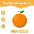 Find and write the missing letter. Worksheet for education. Royalty Free Stock Photo