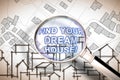 Find your dream house - Searching for a new home concept image with an imaginary city map of territory with buildings and roads