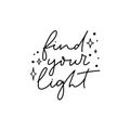 Find your light inspirational lettering postcard