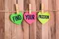 Find your passion heart shaped note Royalty Free Stock Photo