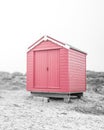 Findhorn, Scotland - July 2016: Colourful beach huts along the coast at Findhorn Bay in Northern Scotland Royalty Free Stock Photo