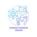 Finding answers online blue gradient concept icon