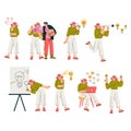 Finding Brilliant Idea with Man and Woman Character Vector Set