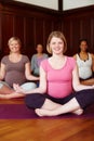 Finding harmony. A group of pregnant women enjoying a yoga class.
