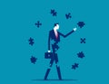Finding jigsaw piece to complete work, career or success business, search for new idea to solve self problem, challenge or