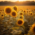 FINDING PEACE IN SUNFLOWER LANDSCAPES Royalty Free Stock Photo