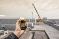 Finding the right position inside a construction site via gps Royalty Free Stock Photo