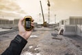 Finding the right position inside a construction site via gps ( Royalty Free Stock Photo