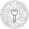 Finding the Solution Key in Circular Maze Puzzle Challenge Royalty Free Stock Photo